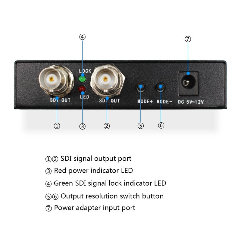 HDSUNWSTD HDMI to 2 Port 3G/HD/SD-SDI SDI Scaler Converter Support 720P/1080P - Image 2